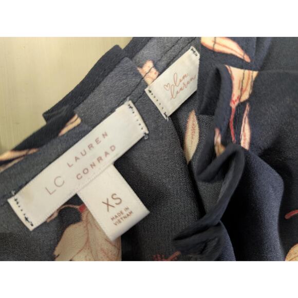 Lauren Conrad Navy Blue Casual Dress Back Tie Travel Vacation Summer Size XS - Picture 3 of 8